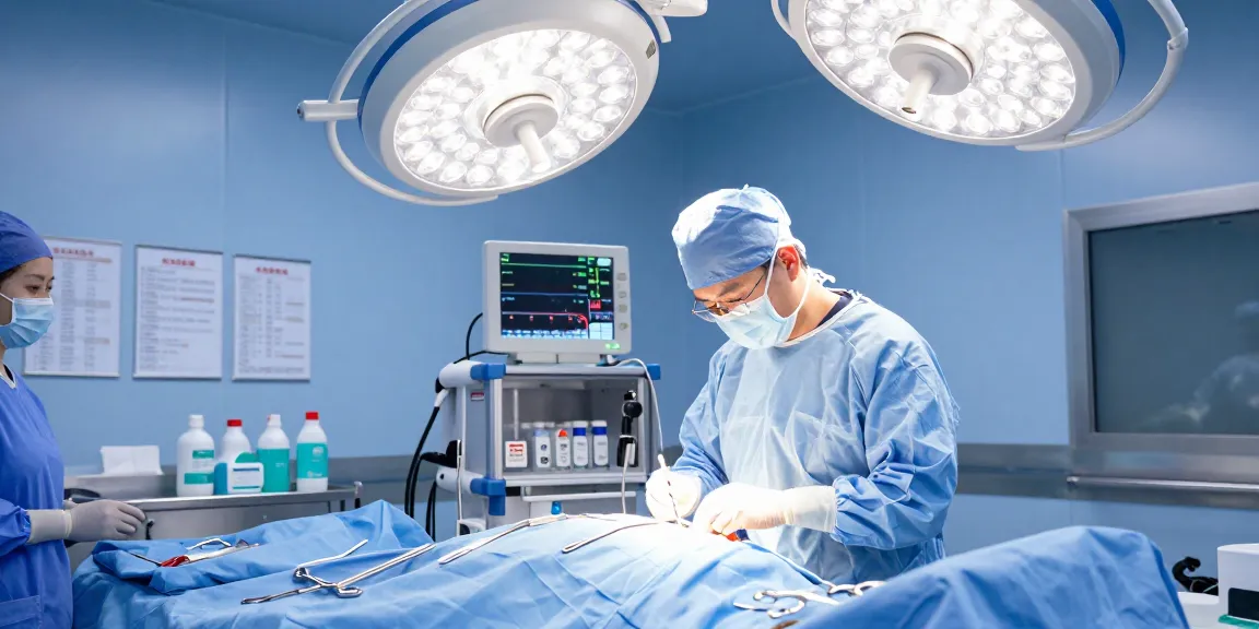Surgical operation showcasing a surgeon wearing sterile surgical gloves, highlighting safety and precision in the medical field.
