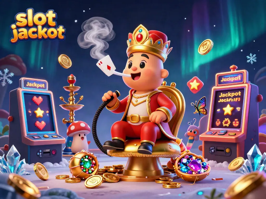 Experience an exciting slot jackpot scene with vibrant casino elements and a whimsical caterpillar character.